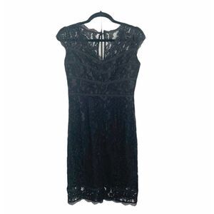 Adrianna Papell Black Lace Overlay Sheath Dress